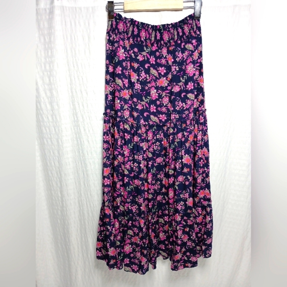 Blush BJ Maxi Floral Rayon Elastic Waist Skirt. Size S